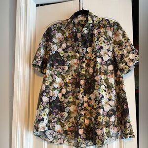 Adam Lippes Floral Short Sleeve Blouse